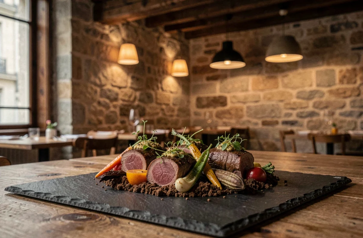 Assiette bistronomique créative du restaurant Alliance dans le Quartier Latin à Paris