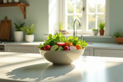 Bol rempli de légumes colorés sans calories visibles