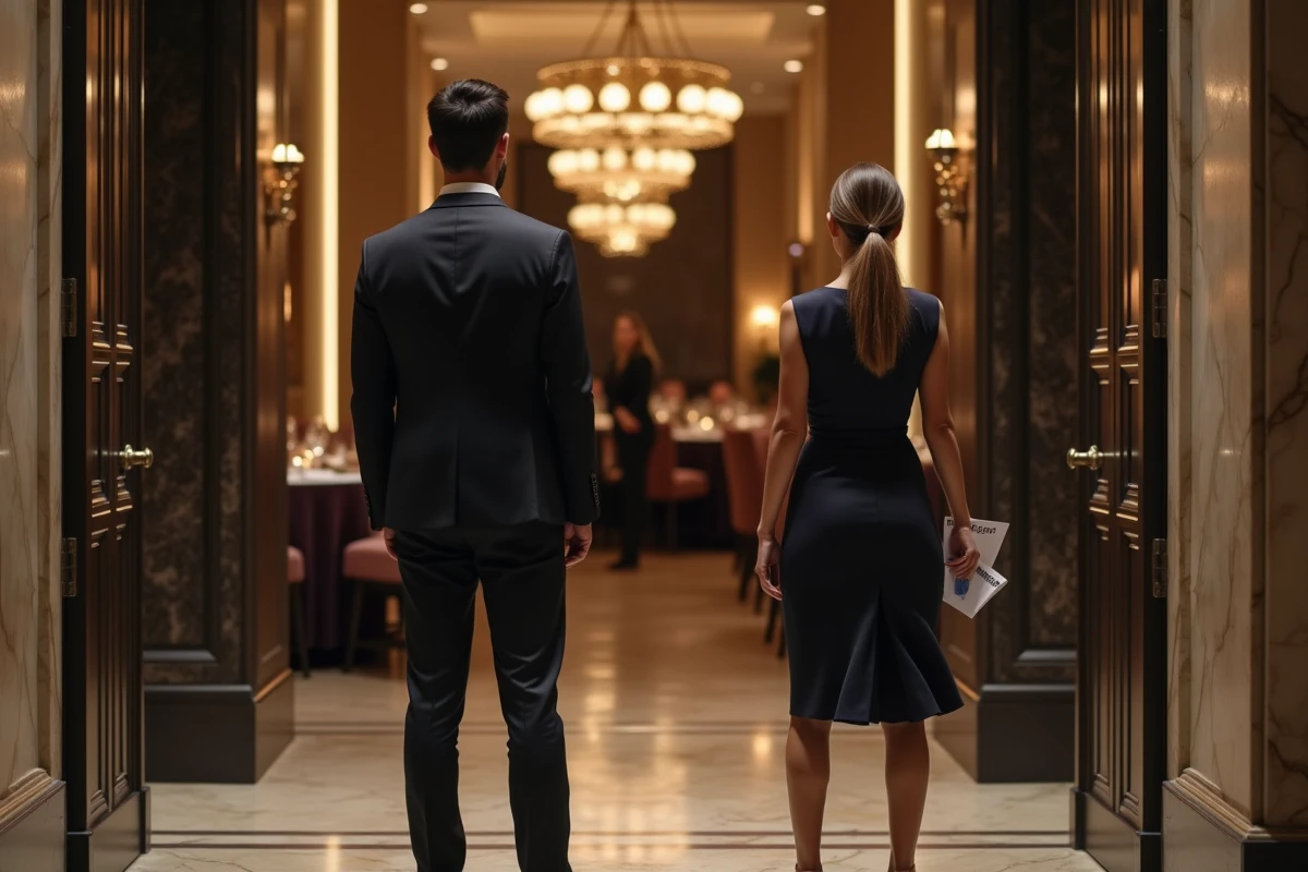 Couple bien habille devant l