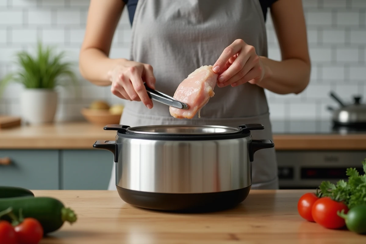 Cuisse de poulet sans peau préparée dans un Cookeo pour une recette légère et peu calorique