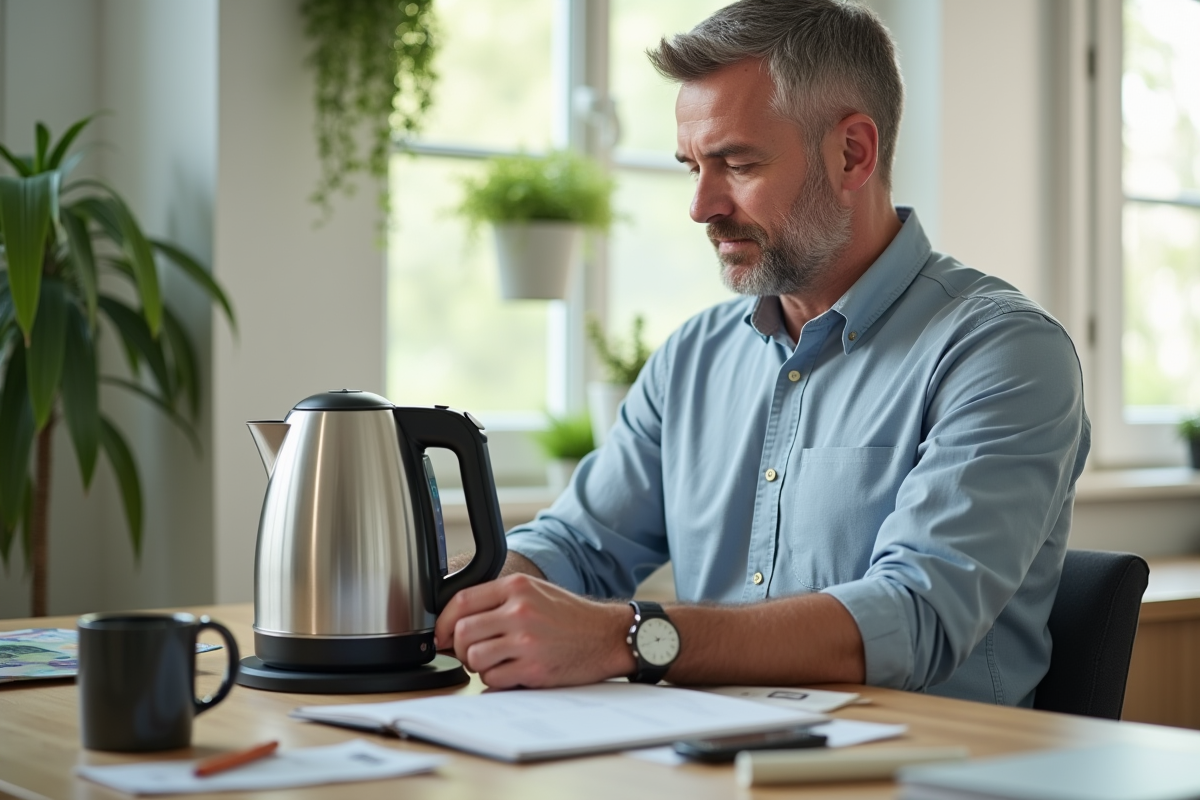 Homme vérifiant la température d