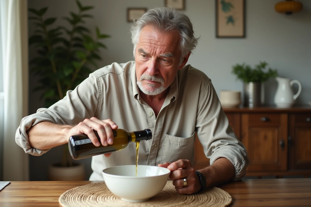 Homme âgé versant de l