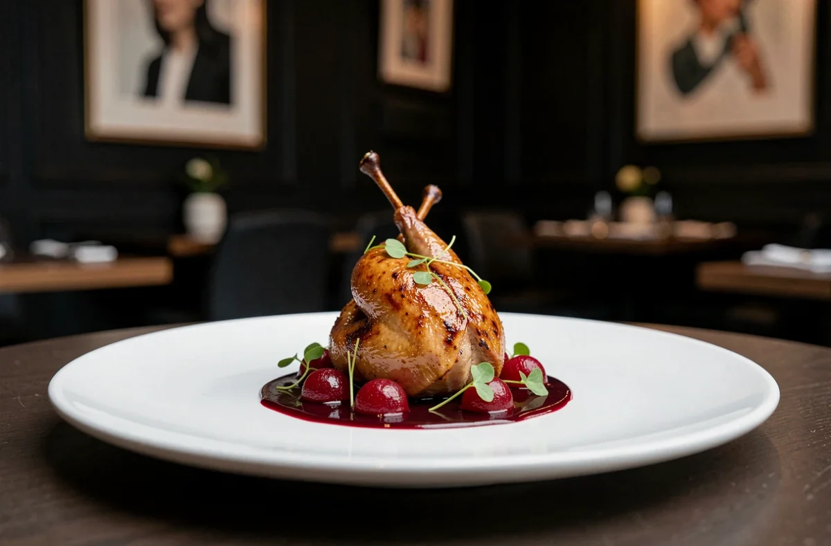 Plat gastronomique moderne et précis du restaurant L'Arôme dans le 8e arrondissement de Paris