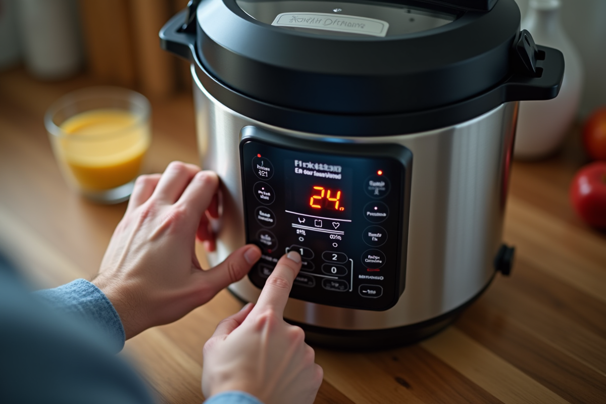 Personne manipulant le Cookeo erreur 24 vue de dessus