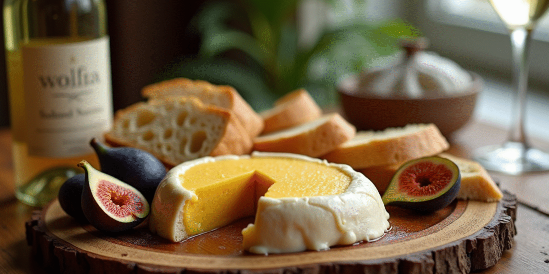 Plateau de foie gras avec figues et vin blanc élégant