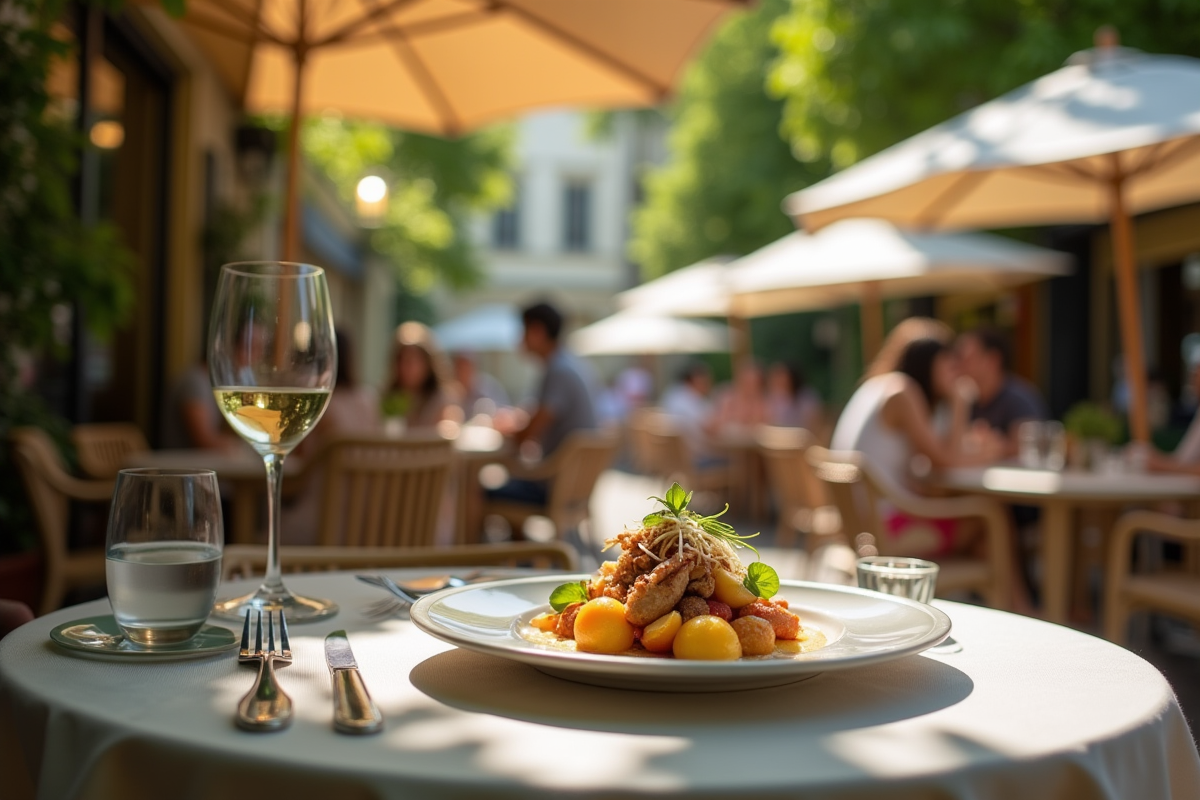 Terrasse de café à Rennes repas en plein air